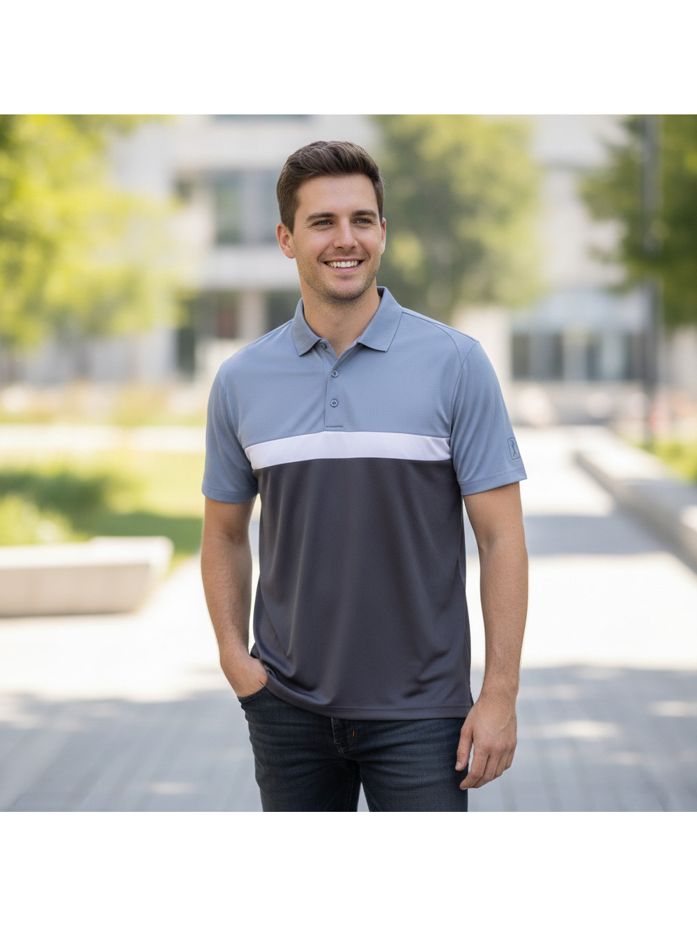 PGA Tour Men's Color Block Polo Shirt XL